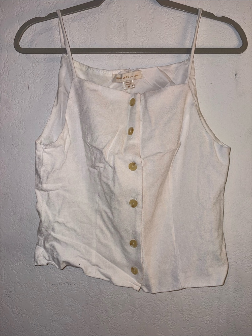 Monteau Cream Button-Front Spaghetti Strap Camisole